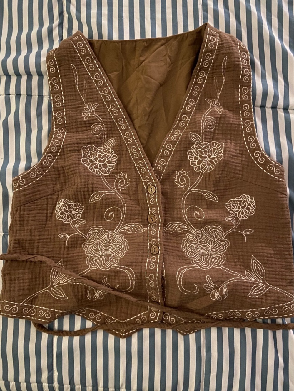 Western style embroidered button up tank